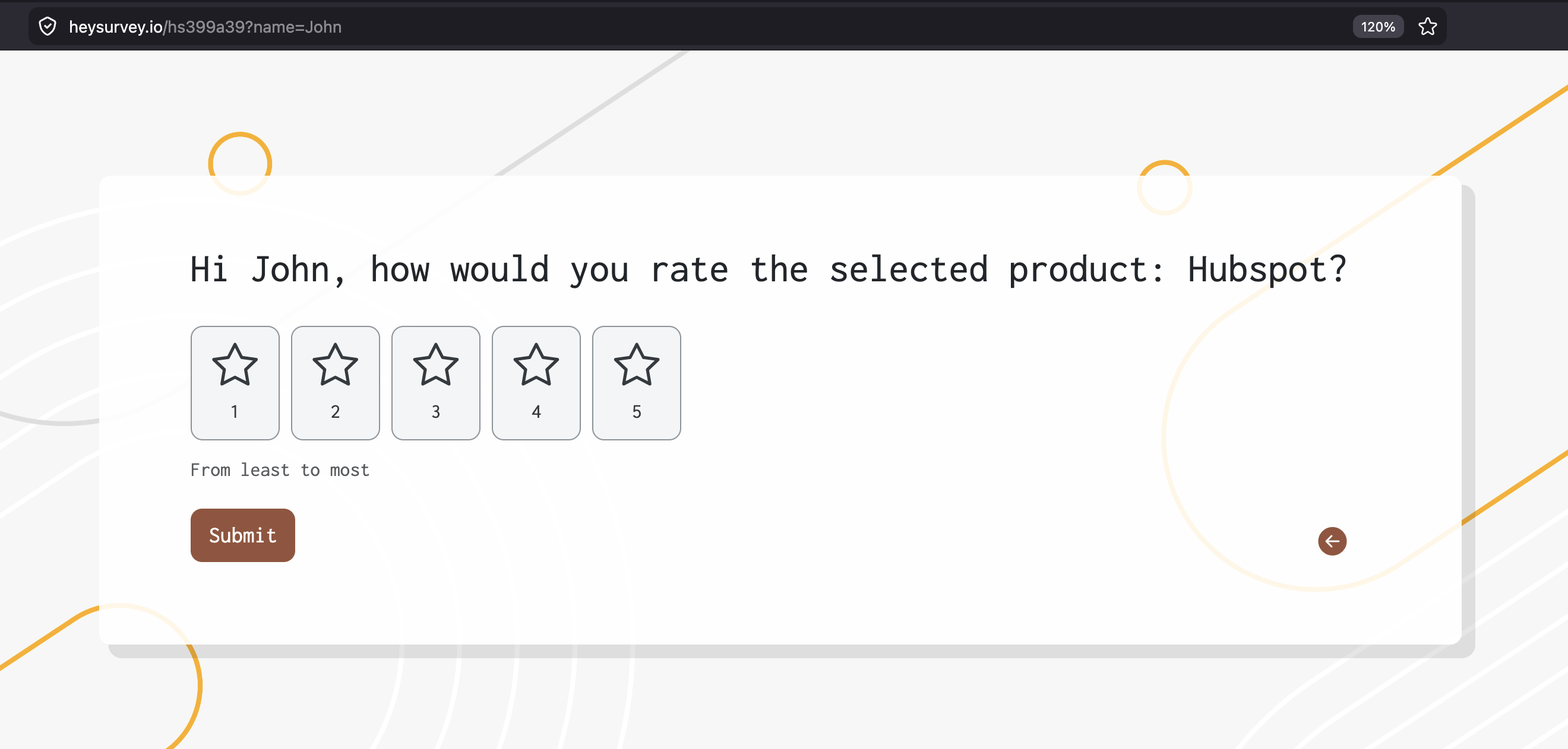 Example image for product survey questions