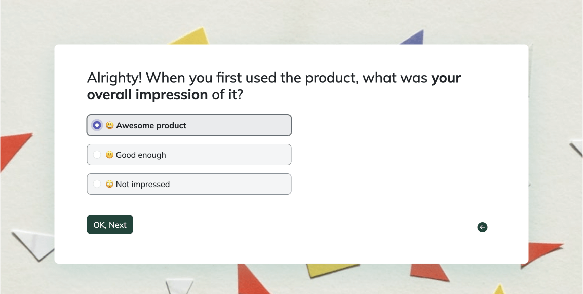 Product survey template preview